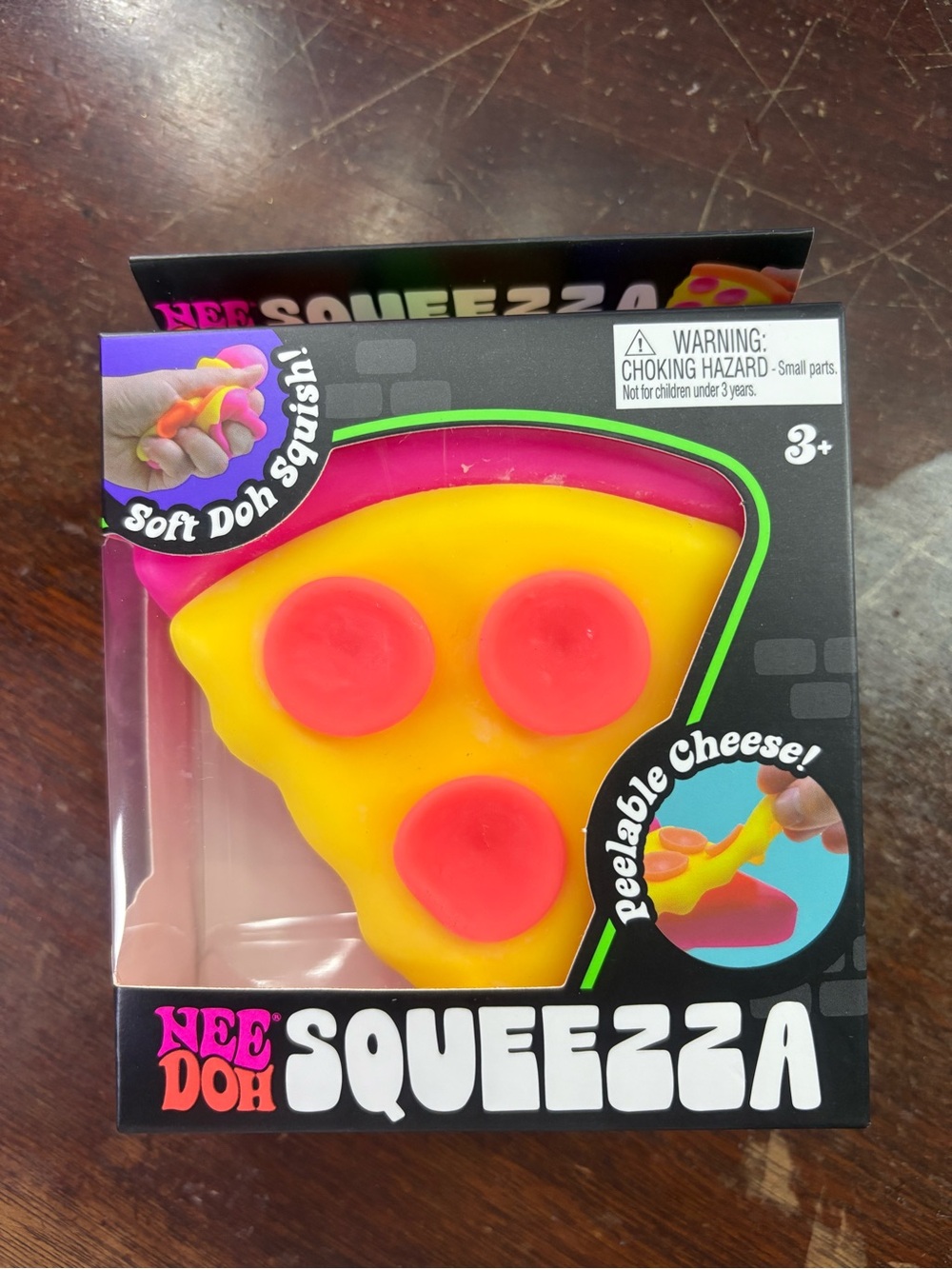 Needoh Squeezza Pizza Yellow & Pink Squishy Toy. New in box Schylling